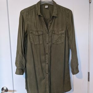 Army green button up dress